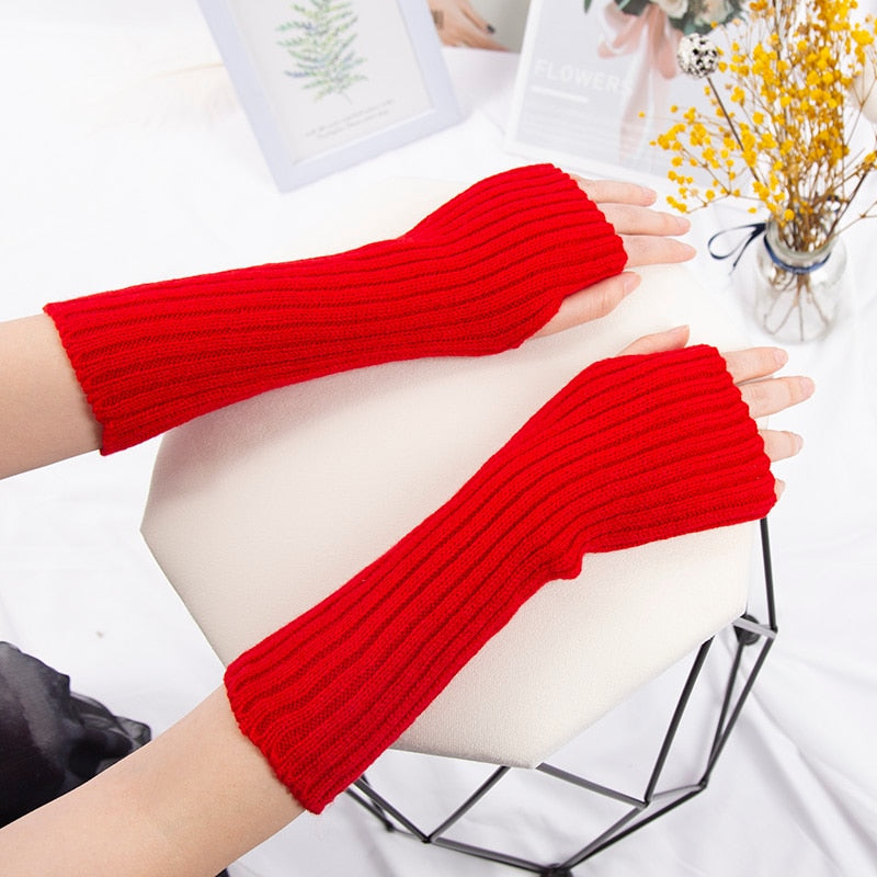 Gothic Women Fingerless Anime Gloves Arm Warmers