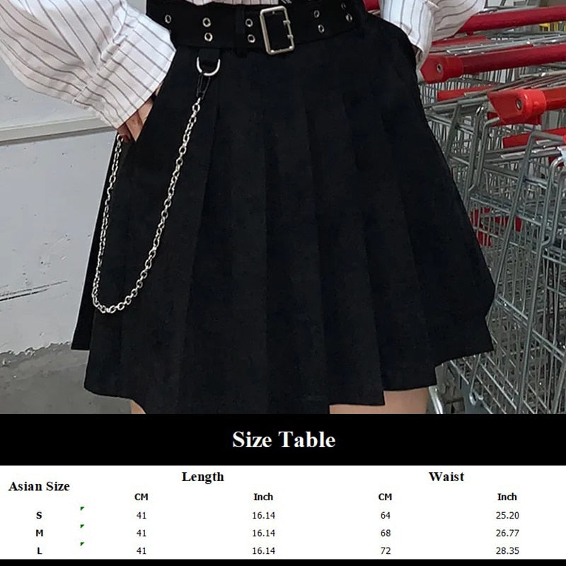 Gothic Korean  Loose BF Shirt and Skirt Set