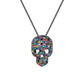 Gothic Thin Chain Necklace with Multiple Skull and Skeleton Pendant Designs