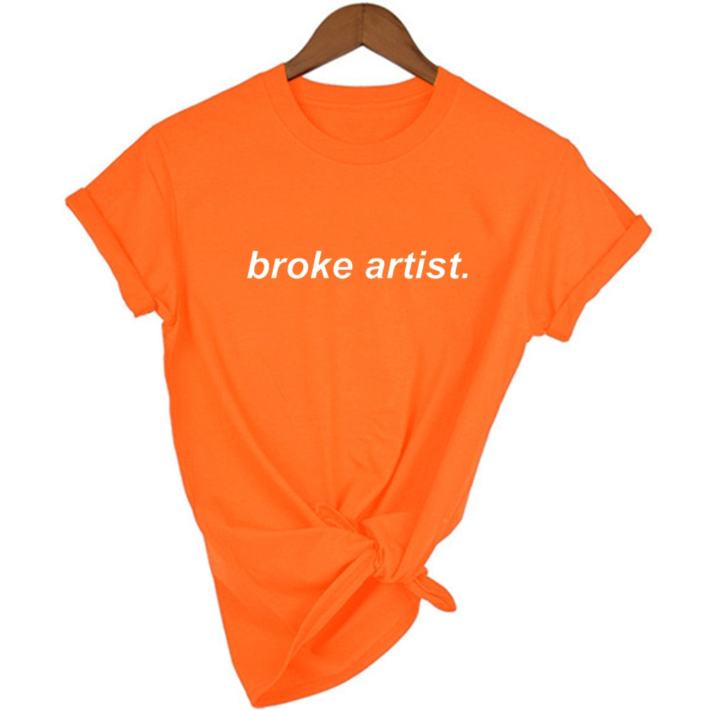 Broke Artist Letters Print Graphic T-shirt