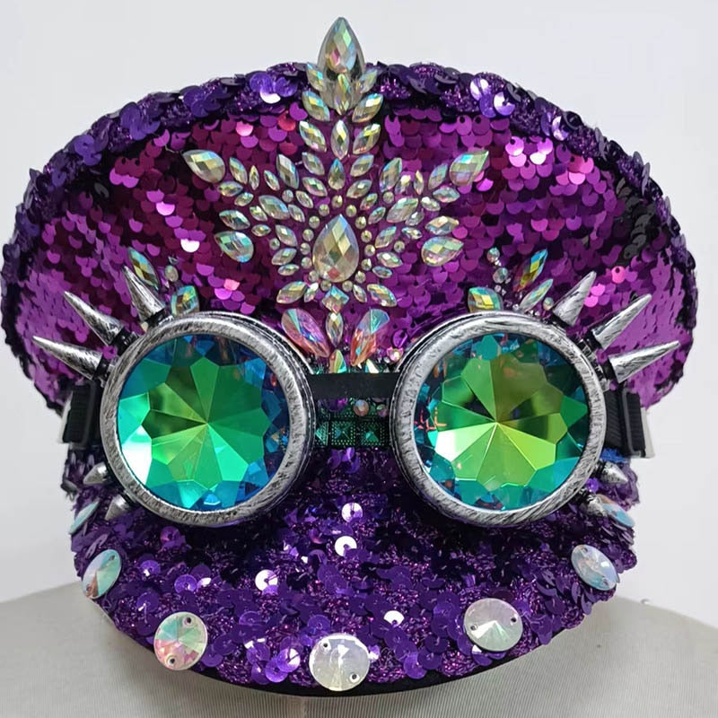 Luxury Gothic Adult Party Hats Covered in Glass and Gems