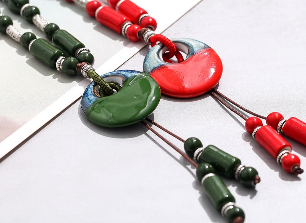 Gothic Ceramic Beads Long Chains