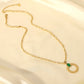 Stainless Steel Twist Green Cross Chain Necklace