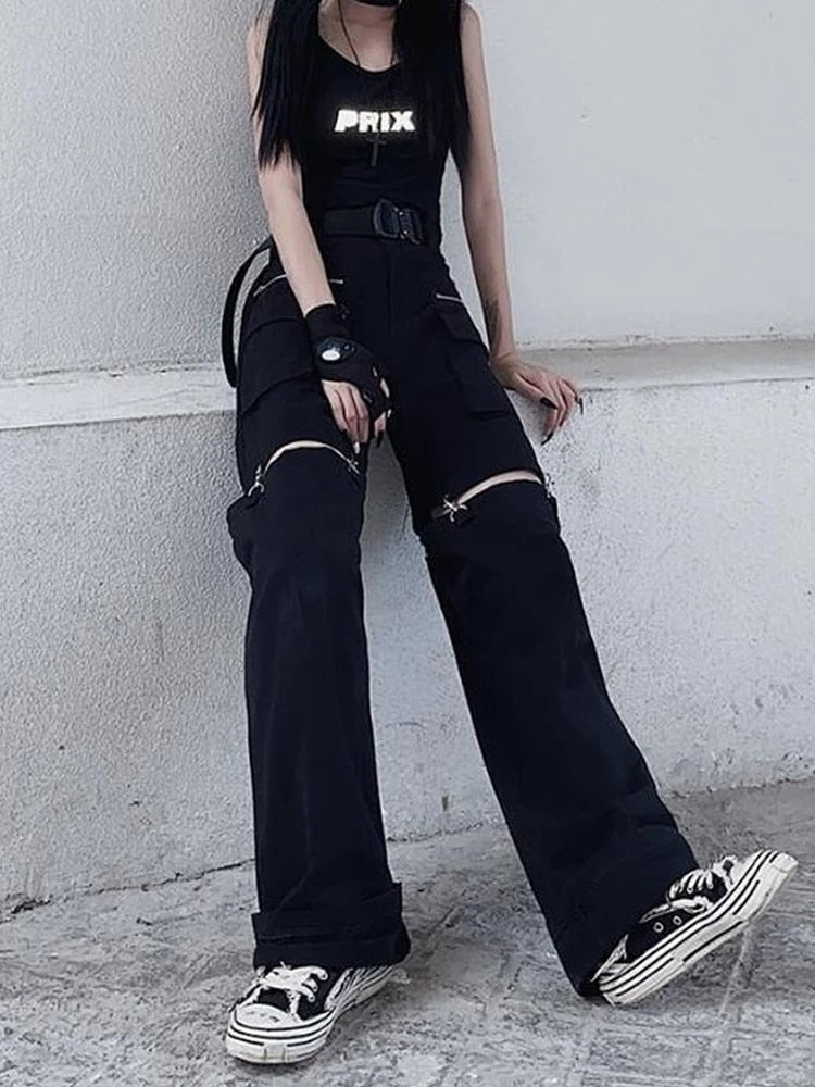 Techwear Gothic Black Cargo Pants