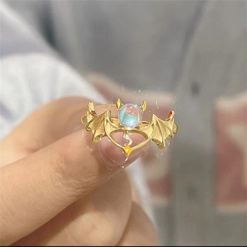 Finger Rings for Couples-Romantic Angel and Demon Wings