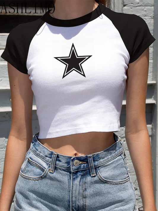 "Gothic Female Y2K Star Top with a stylish and edgy design