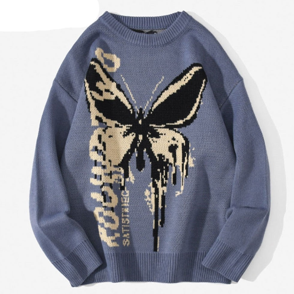 Butterfly Print Knitted Sweater