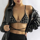Gothic Crystal Net Bra - Shiny Rhinestone Linings