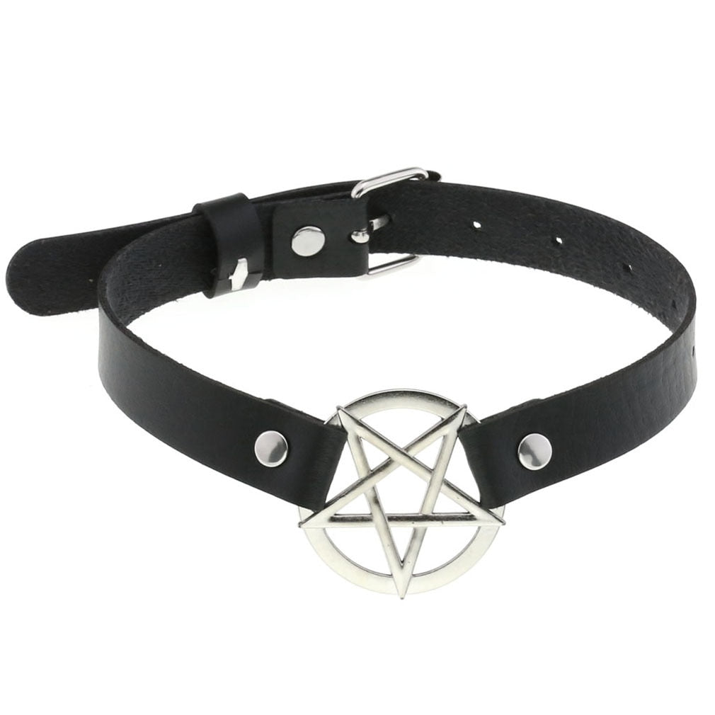 Gothic Choker Strap Necklaces with Multiple Spike and Pendant Designs