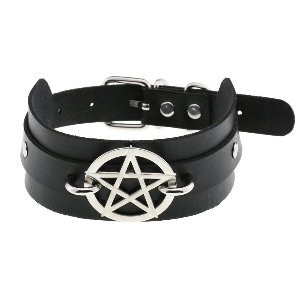 Gothic Choker Strap Necklaces with Multiple Spike and Pendant Designs