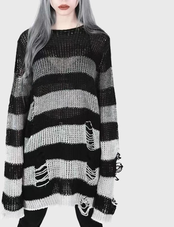 Alternative Fashion Grunge Striped Jumpers