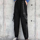 Punk Black Cargo Pants With Chain