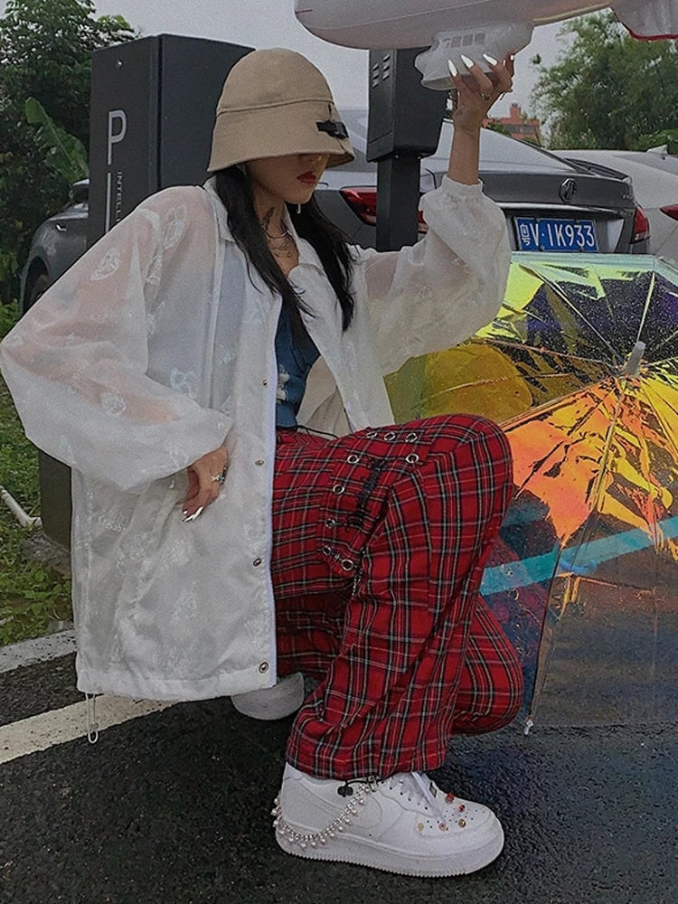 Gothic Punk Cargo Plaid Pants