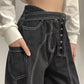 Gothic Black Wide Leg Jeans