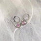 Gothic Chain Necklace with Pink Heart Drop Pendant and Earrings