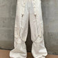 Gothic White Cargo Pants with Chain
