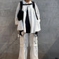 Gothic White Cargo Pants with Chain