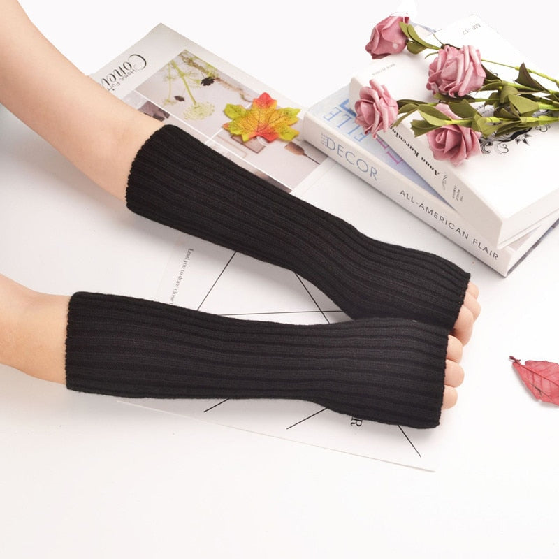 Soft Long Fingerless Gloves