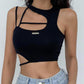 Punk-inspired sleeveless crop top for an edgy look