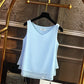 Summer Sleeveless Chiffon Blouse Solid V-neck