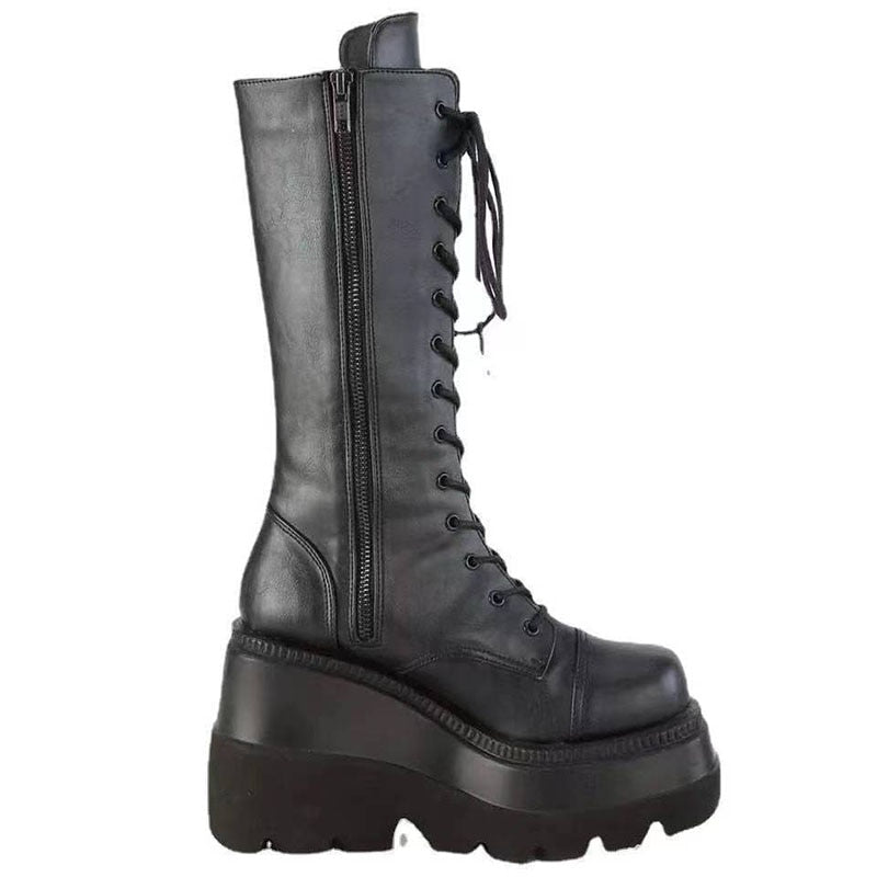 Gothic Winter Wedge Heel Boots
