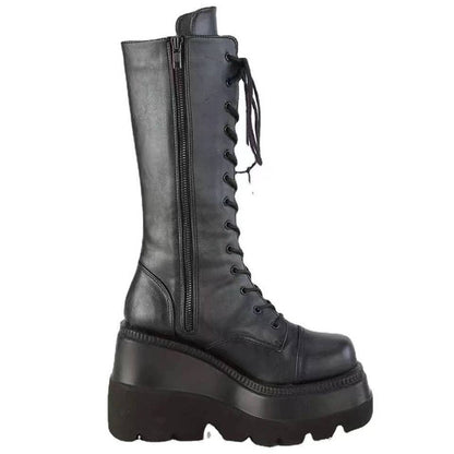 Gothic Winter Wedge Heel Boots
