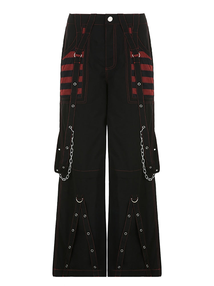 Punk Wide Leg Grunge Black Pants