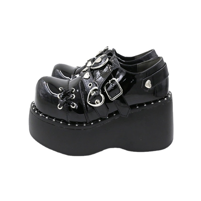 Gothic Platform Shoes with Metal Decoration