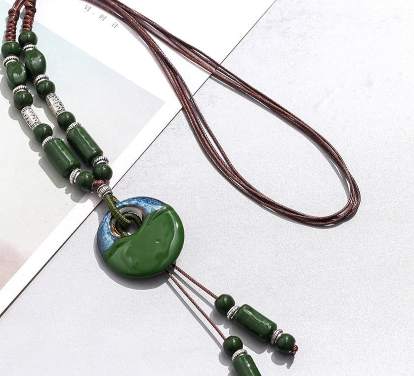 Gothic Ceramic Beads Long Chains