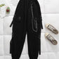 Punk Black Cargo Pants With Chain