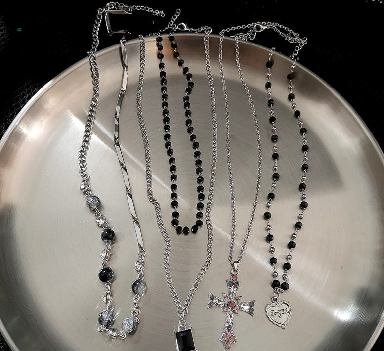 Kpop Gothic Heart Cross Necklace