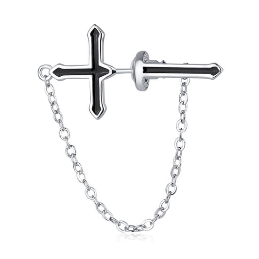 Gothic Cross Tassel Drop Earrings