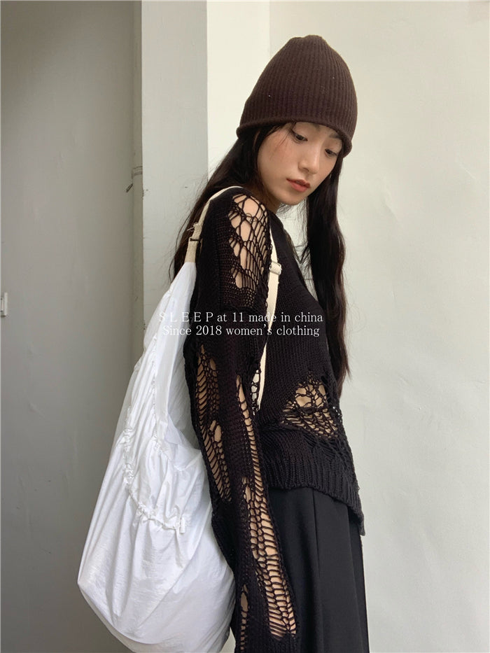Gothic-inspired Sweater with hollow out design, perfect for a bold and edgy look