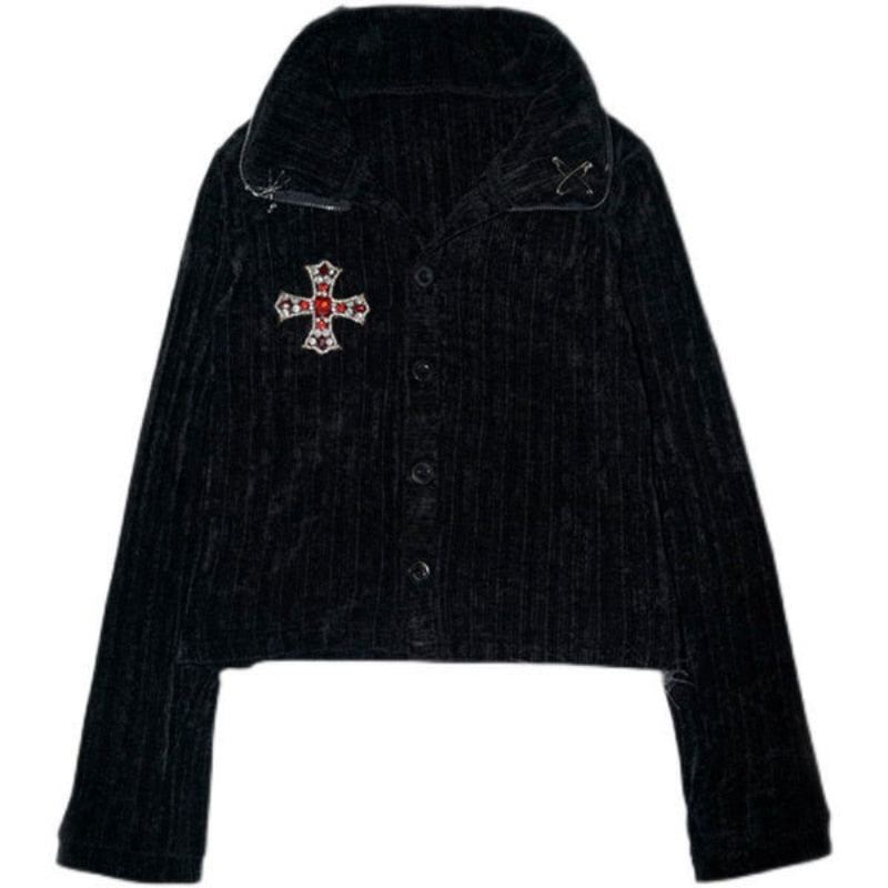 Gothic Style Fernan Jacket with Button-Up Design