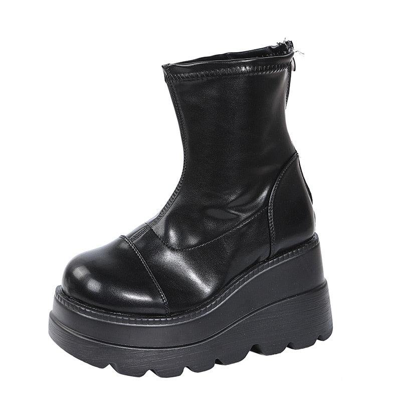 Gothic Winter Wedge Heel Boots