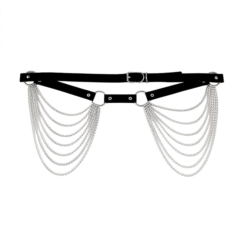 Sexy New Layered Leather Belt With Chains