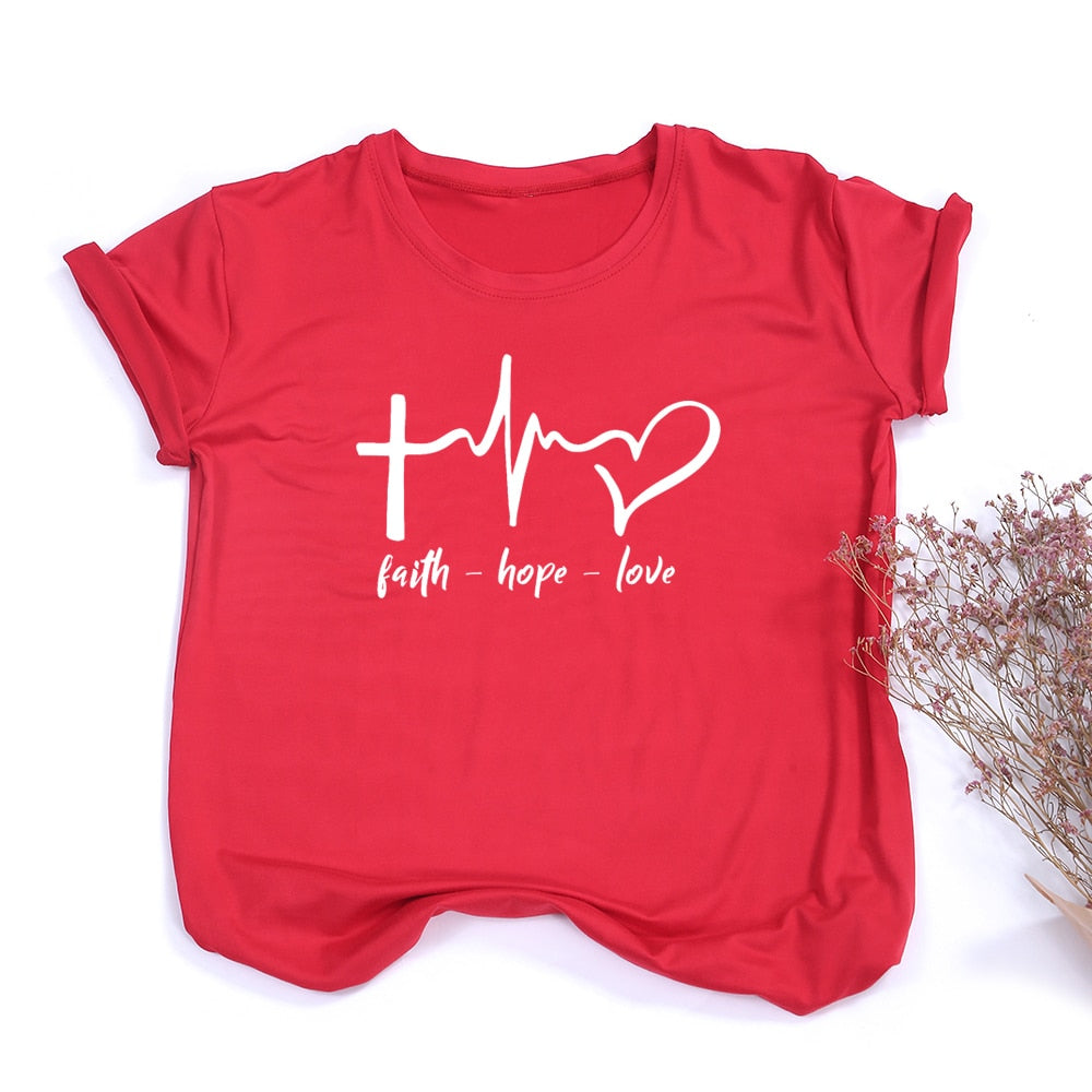 Faith Hope Love Print Summer t-shirt