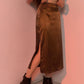 Chic Satin Skirt with High Waist and Side Slit Detail for Women