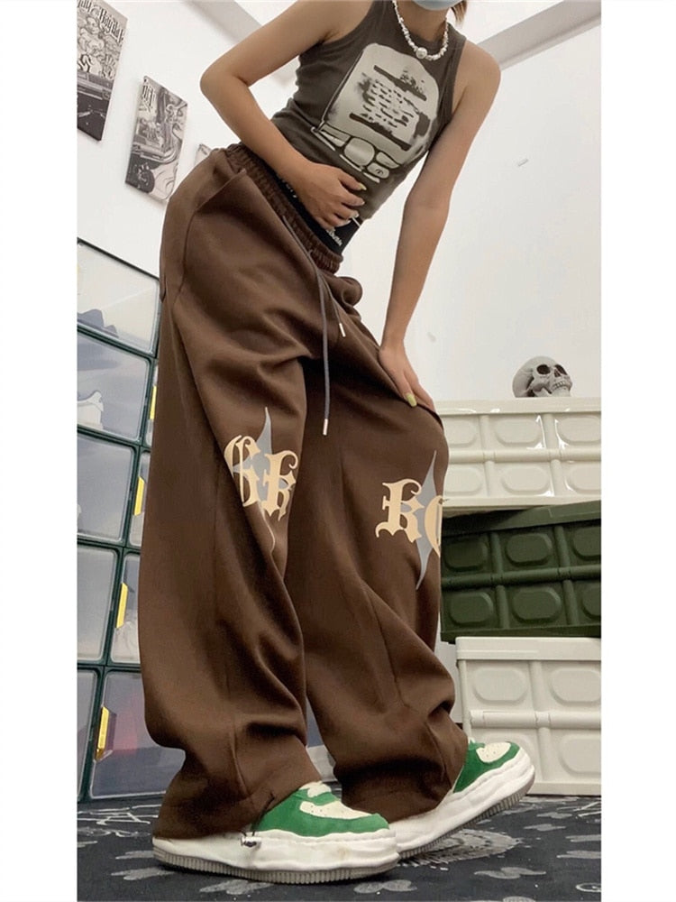 Gothic Brown Joggers Sweatpants