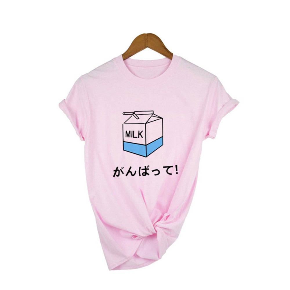 Japanese 90s Aesthetic Strawberry T-Shirt in white with cute strawberry graphic