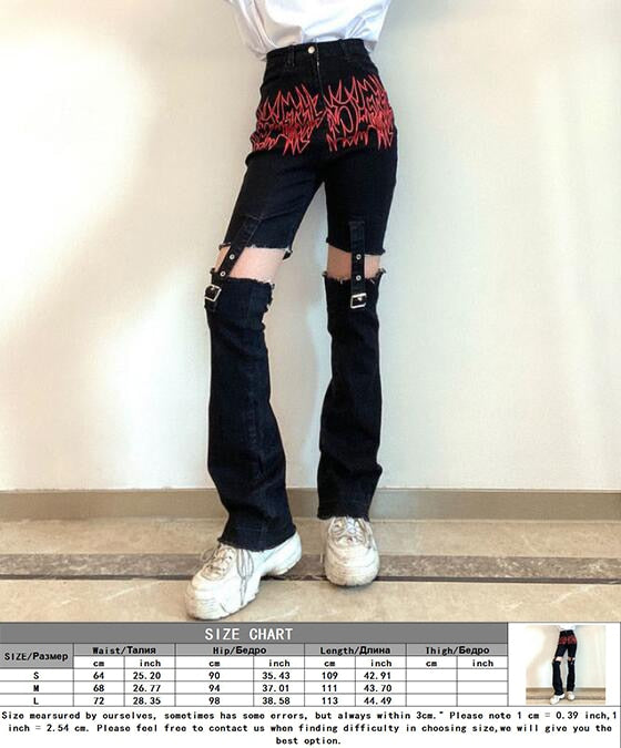 Eyelet Buckle Cyber Punk Baggy Jeans Y2K