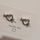 Gothic Chain Necklace with Pink Heart Drop Pendant and Earrings