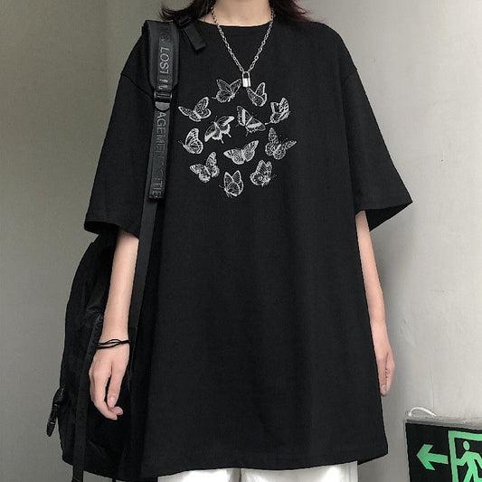 Harajuku Gothic Y2K Black Vintage Oversized Tee