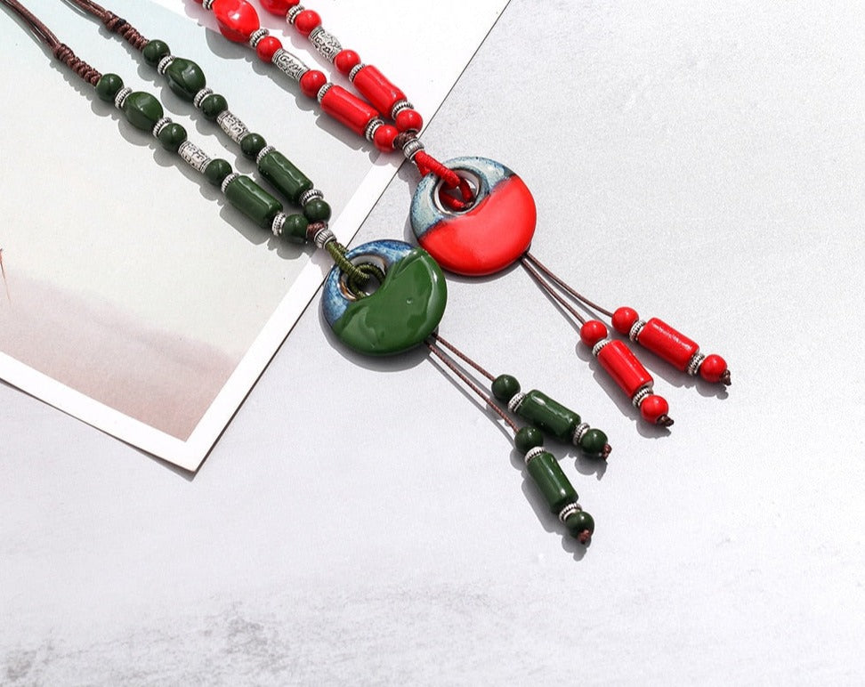 Gothic Ceramic Beads Long Chains