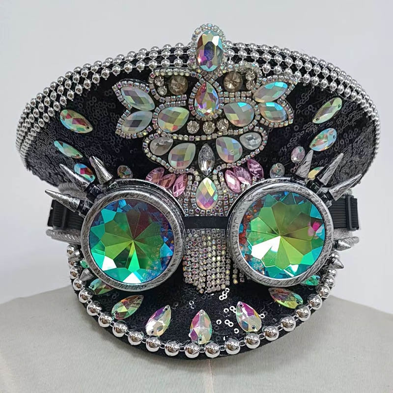 Luxury Gothic Adult Party Hats Covered in Glass and Gems