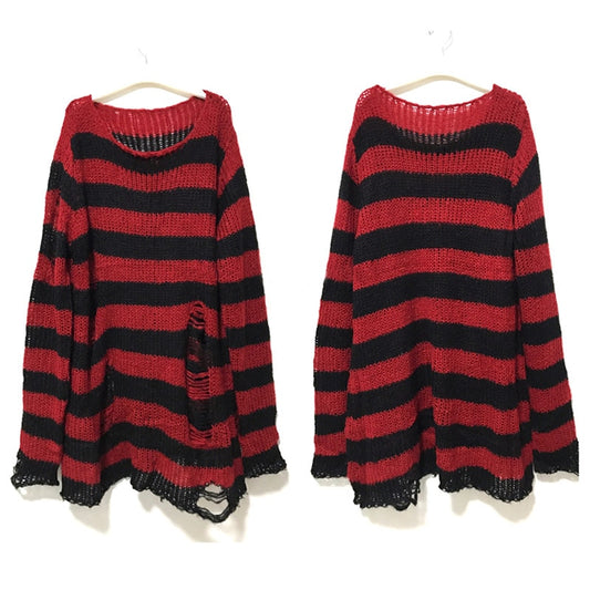 Gothic Sweater with Striped Design