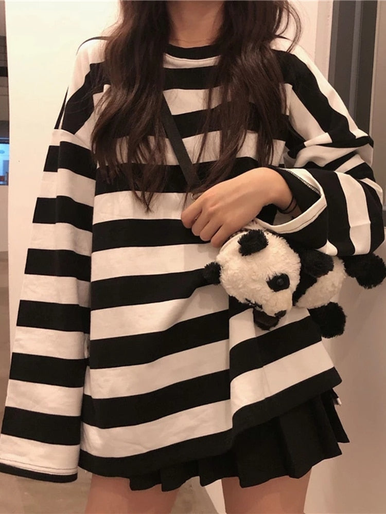 Gothic Striped Shirt Streetwear