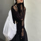 Women's Gothic Sweater with see-through accents and distressed hem