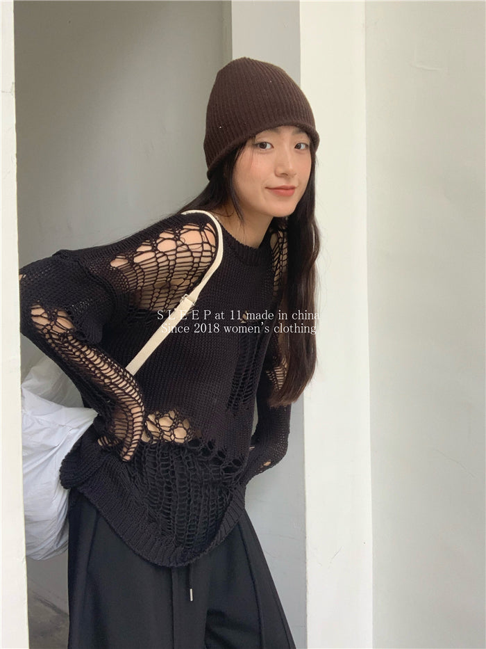 Stylish and edgy Gothic Sweater for women with intricate cut-out pattern