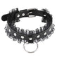 Gothic Leather Choker Necklace with Ring and Ribbon